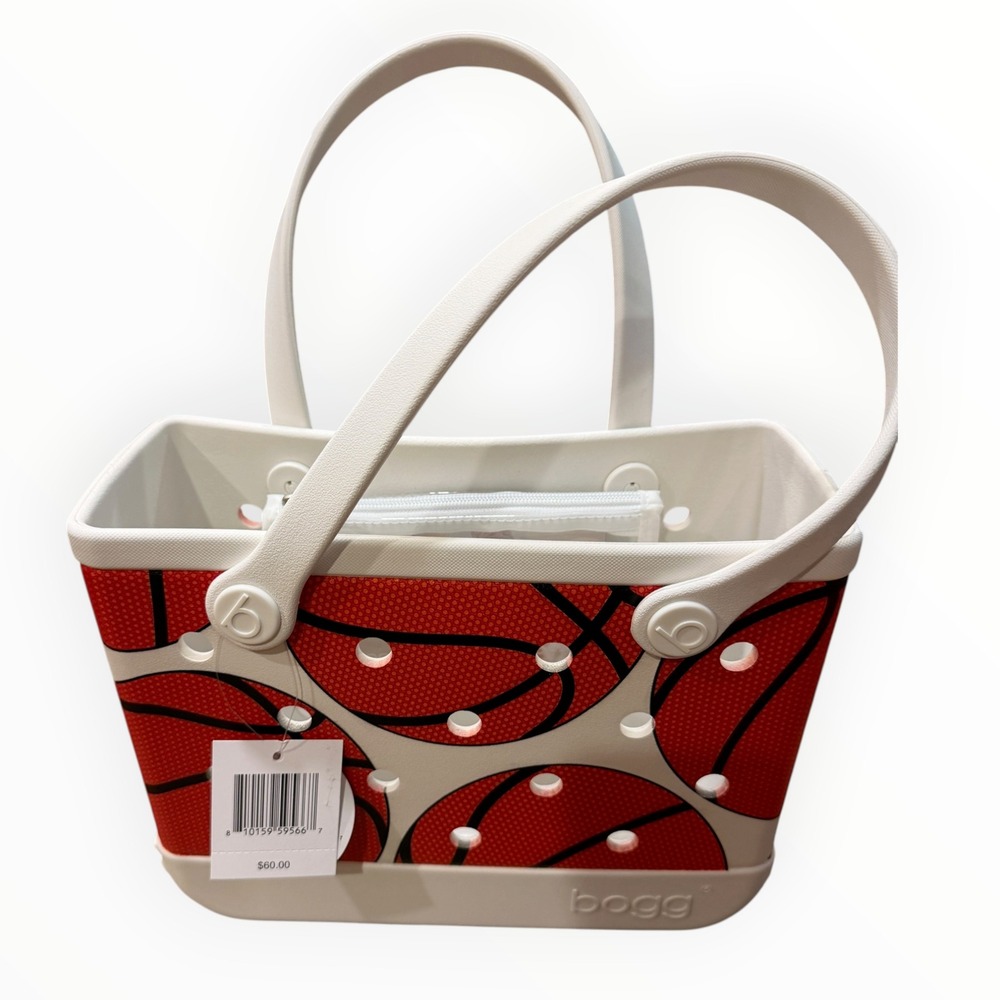 Bogg Bitty Bogg Bag Women 11x8.5x4.5 Red Basketball NWT Beach Tote